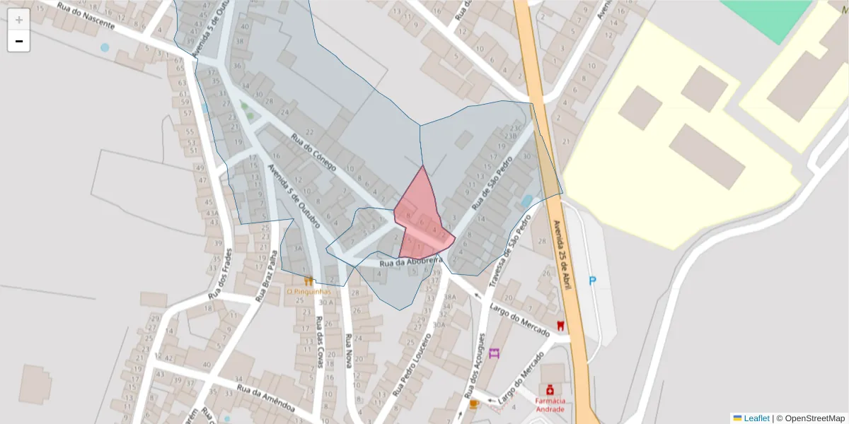 Mapa detalhado do código postal 7470-251 com limites, códigos postais vizinhos e agências dos correios