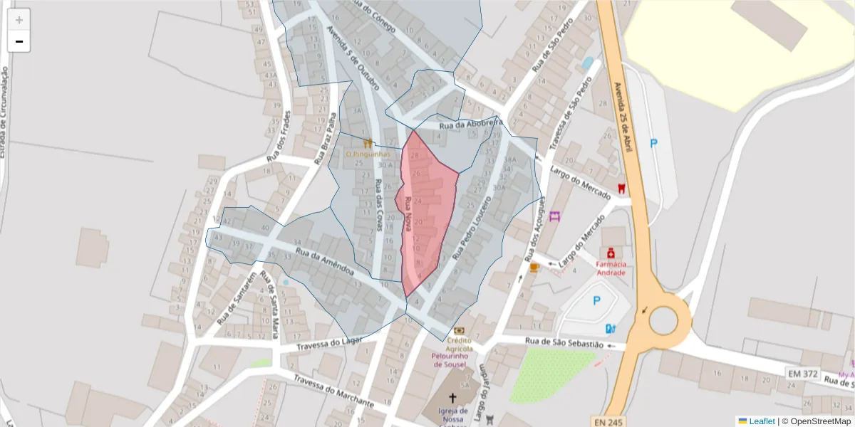 Mapa detalhado do código postal 7470-254 com limites, códigos postais vizinhos e agências dos correios
