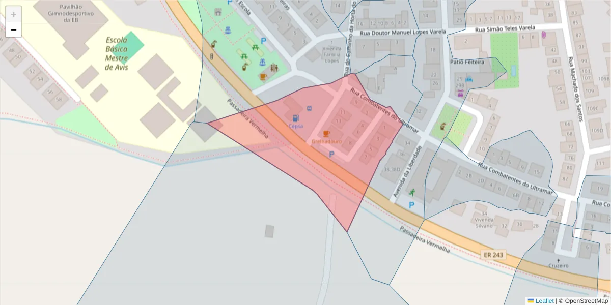 Mapa detalhado do código postal 7480-109 com limites, códigos postais vizinhos e agências dos correios