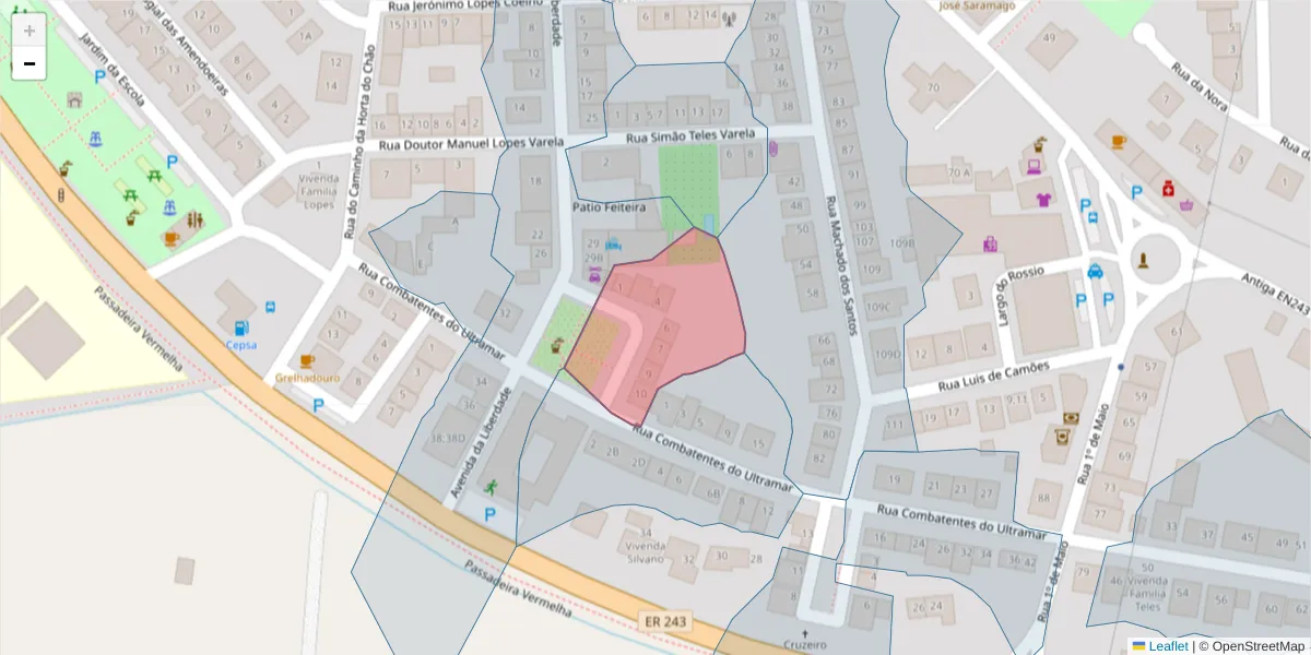 Mapa detalhado do código postal 7480-120 com limites, códigos postais vizinhos e agências dos correios