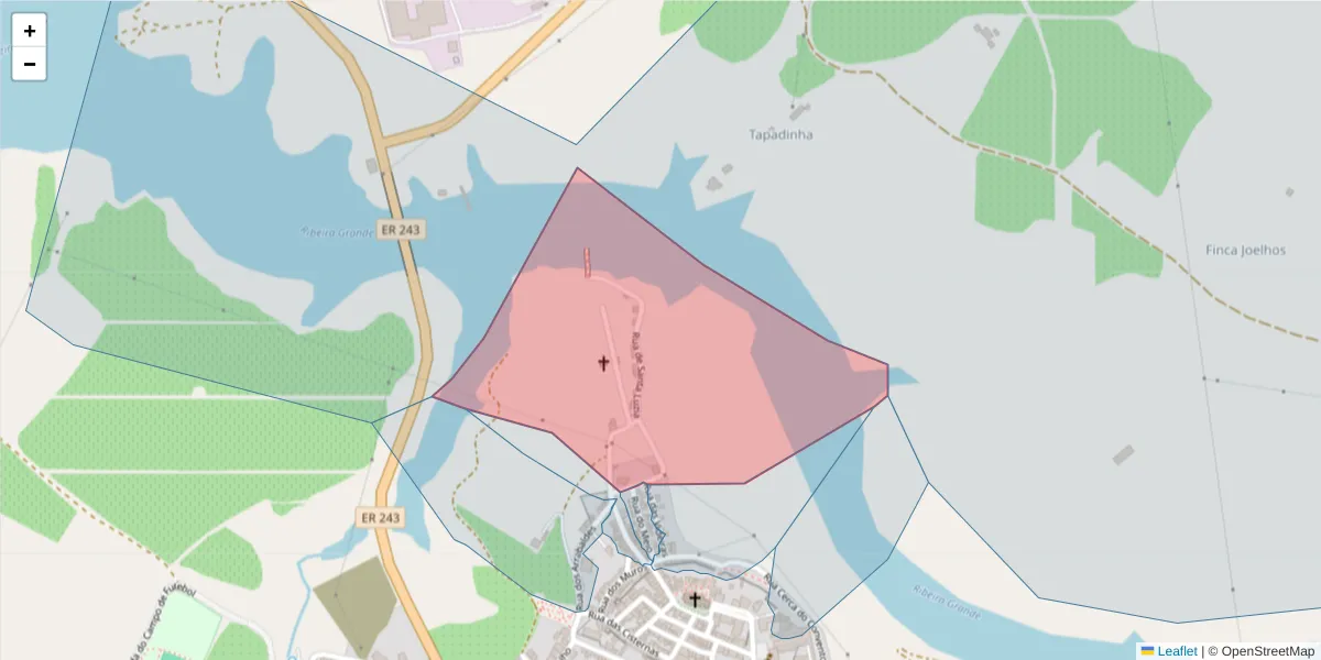 Mapa detalhado do código postal 7480-131 com limites, códigos postais vizinhos e agências dos correios