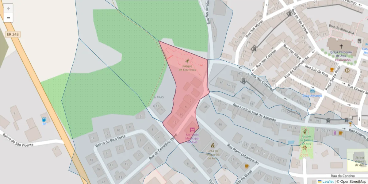 Mapa detalhado do código postal 7480-133 com limites, códigos postais vizinhos e agências dos correios