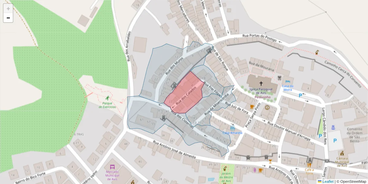 Mapa detalhado do código postal 7480-135 com limites, códigos postais vizinhos e agências dos correios