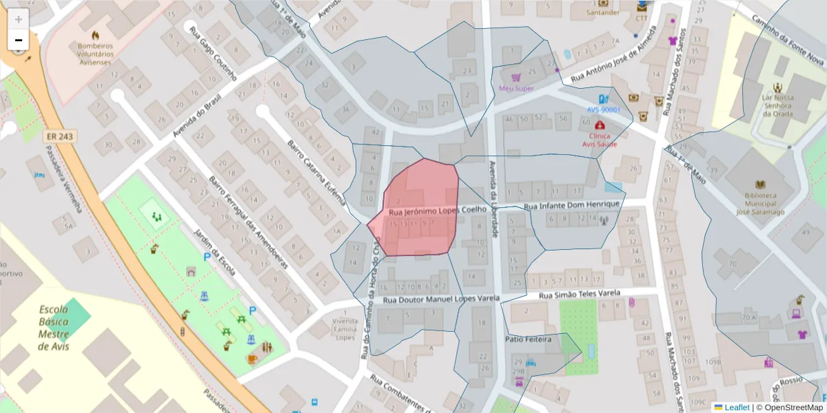 Mapa detalhado do código postal 7480-144 com limites, códigos postais vizinhos e agências dos correios