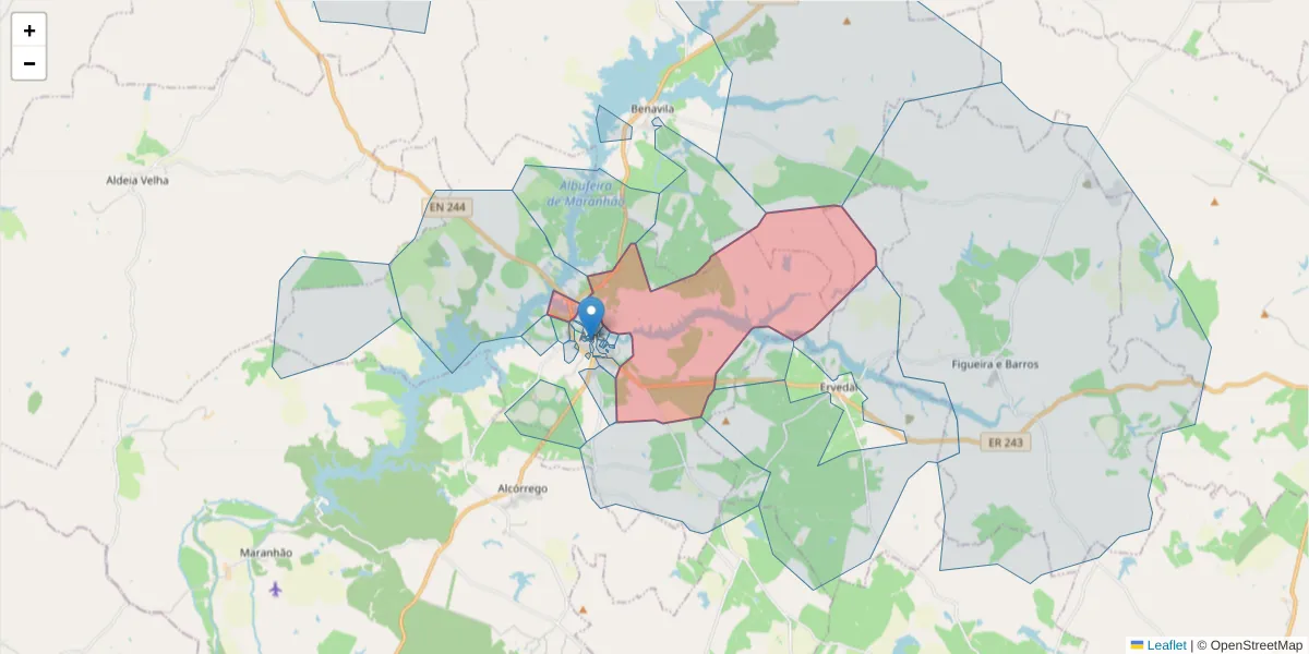 Mapa detalhado do código postal 7480-149 com limites, códigos postais vizinhos e agências dos correios