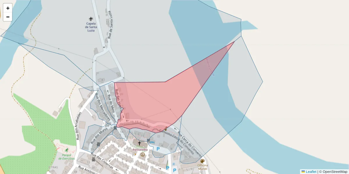 Mapa detalhado do código postal 7480-151 com limites, códigos postais vizinhos e agências dos correios