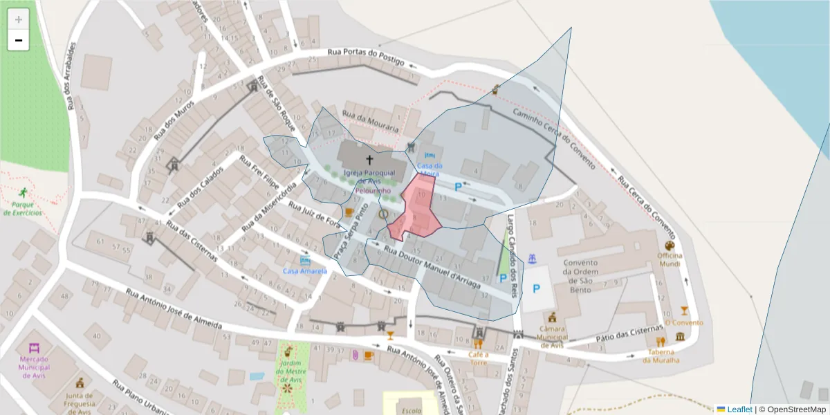 Mapa detalhado do código postal 7480-161 com limites, códigos postais vizinhos e agências dos correios