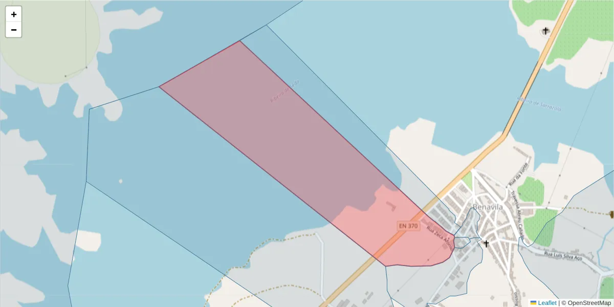 Mapa detalhado do código postal 7480-227 com limites, códigos postais vizinhos e agências dos correios