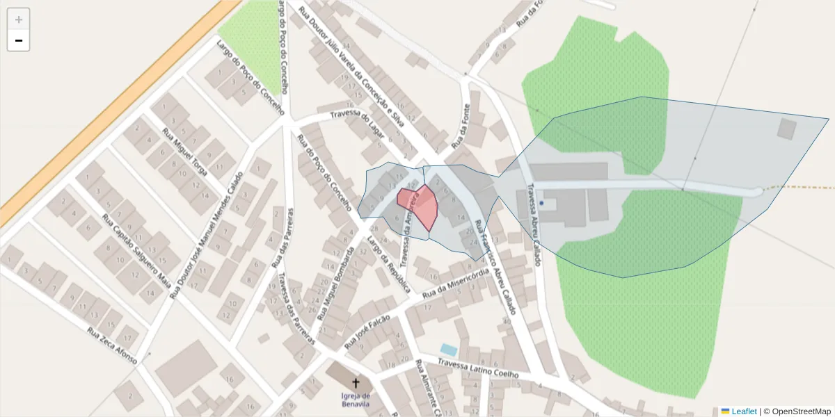 Mapa detalhado do código postal 7480-230 com limites, códigos postais vizinhos e agências dos correios