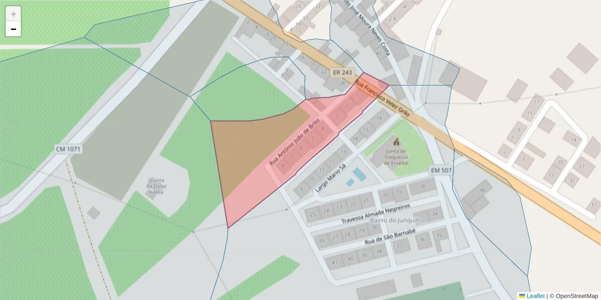 Mapa detalhado do código postal 7480-283 com limites, códigos postais vizinhos e agências dos correios