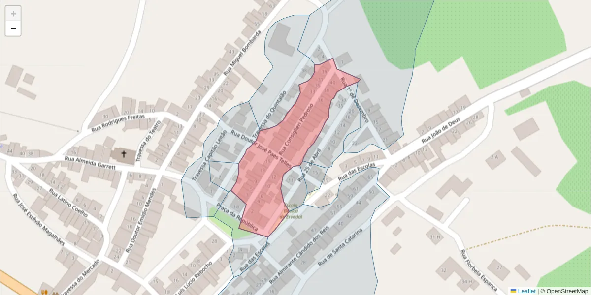 Mapa detalhado do código postal 7480-290 com limites, códigos postais vizinhos e agências dos correios