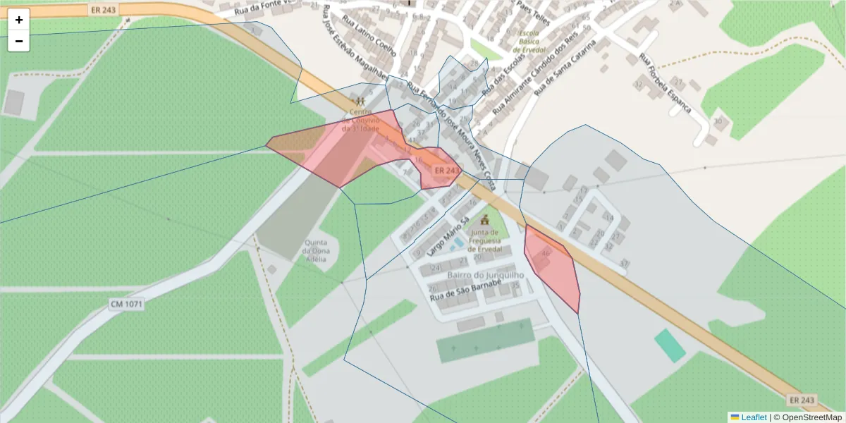 Mapa detalhado do código postal 7480-297 com limites, códigos postais vizinhos e agências dos correios