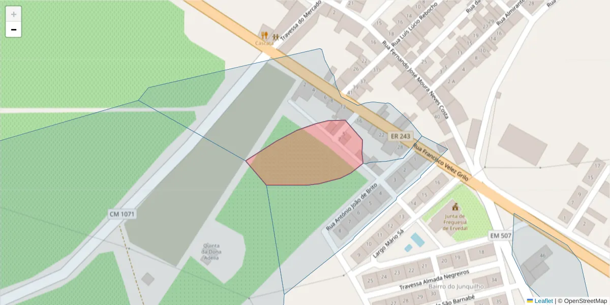 Mapa detalhado do código postal 7480-310 com limites, códigos postais vizinhos e agências dos correios