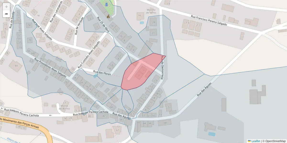 Mapa detalhado do código postal 7490-016 com limites, códigos postais vizinhos e agências dos correios
