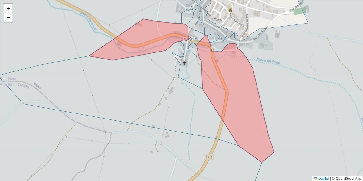 Mapa detalhado do código postal 7490-022 com limites, códigos postais vizinhos e agências dos correios