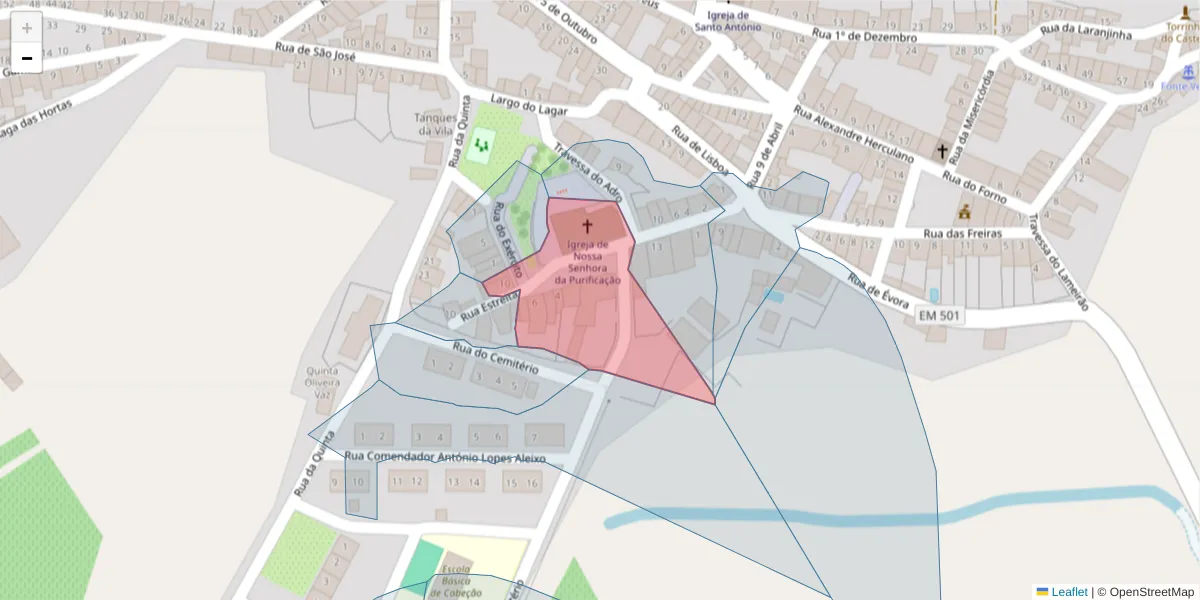 Mapa detalhado do código postal 7490-063 com limites, códigos postais vizinhos e agências dos correios