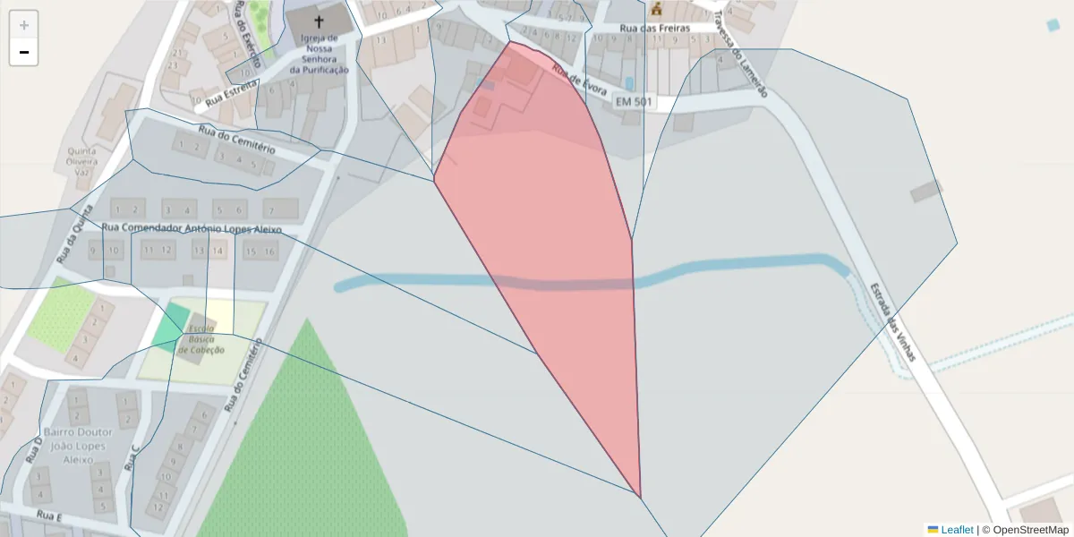 Mapa detalhado do código postal 7490-081 com limites, códigos postais vizinhos e agências dos correios