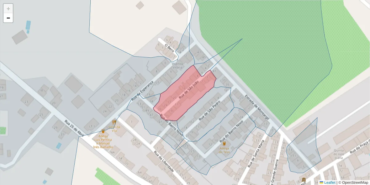 Mapa detalhado do código postal 7490-085 com limites, códigos postais vizinhos e agências dos correios