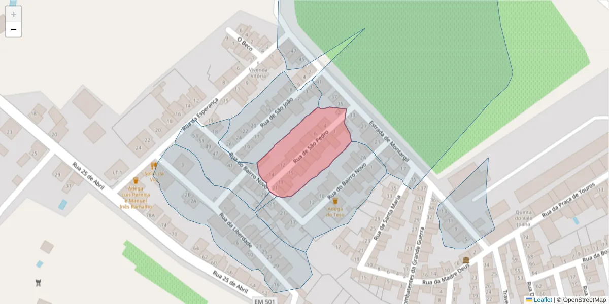 Mapa detalhado do código postal 7490-087 com limites, códigos postais vizinhos e agências dos correios