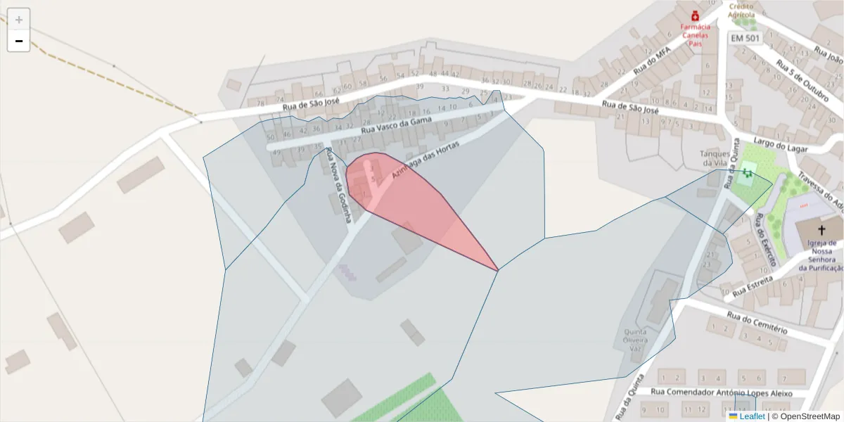 Mapa detalhado do código postal 7490-109 com limites, códigos postais vizinhos e agências dos correios