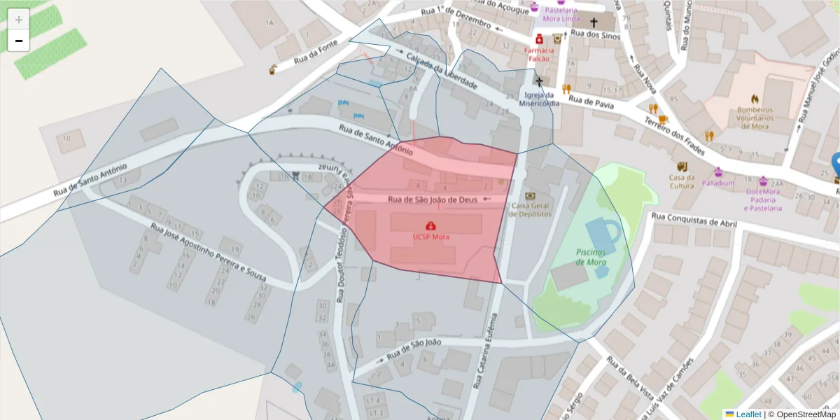 Mapa detalhado do código postal 7490-252 com limites, códigos postais vizinhos e agências dos correios