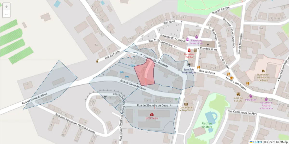 Mapa detalhado do código postal 7490-254 com limites, códigos postais vizinhos e agências dos correios