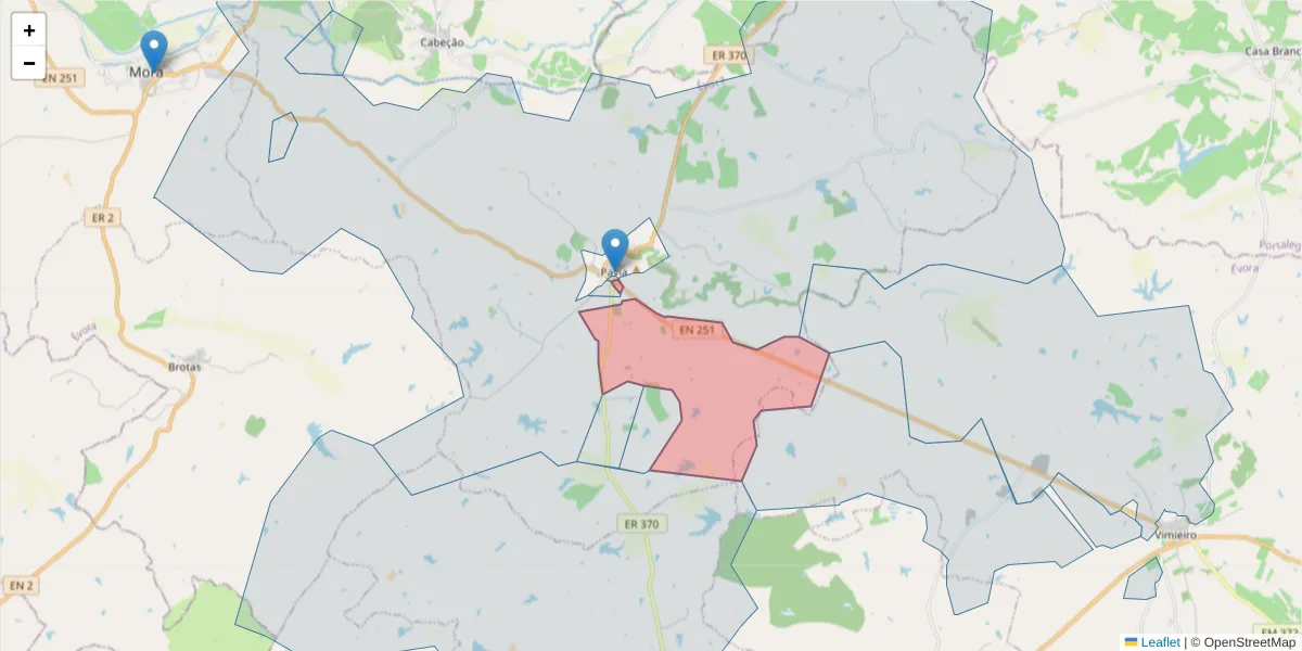 Mapa detalhado do código postal 7490-423 com limites, códigos postais vizinhos e agências dos correios