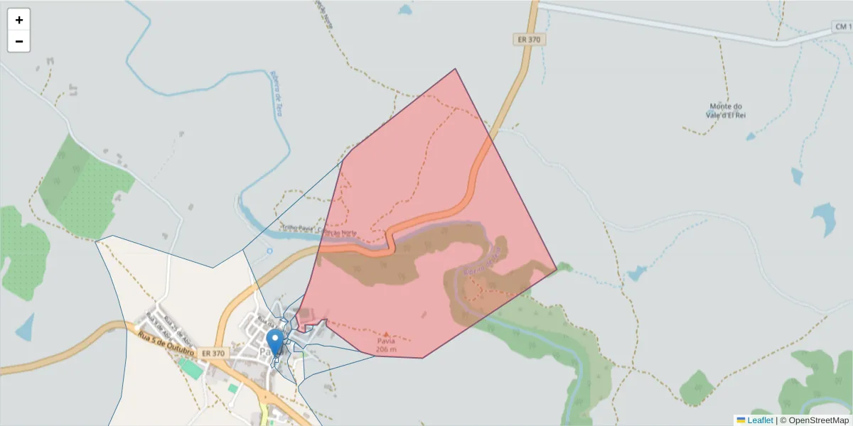 Mapa detalhado do código postal 7490-437 com limites, códigos postais vizinhos e agências dos correios