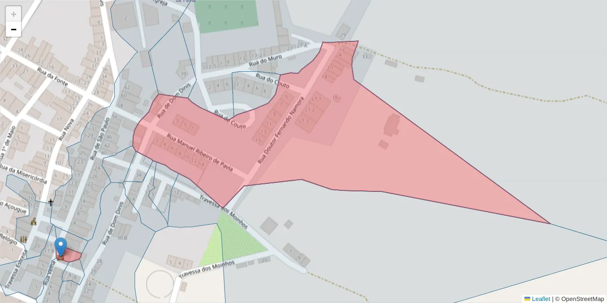 Mapa detalhado do código postal 7490-441 com limites, códigos postais vizinhos e agências dos correios
