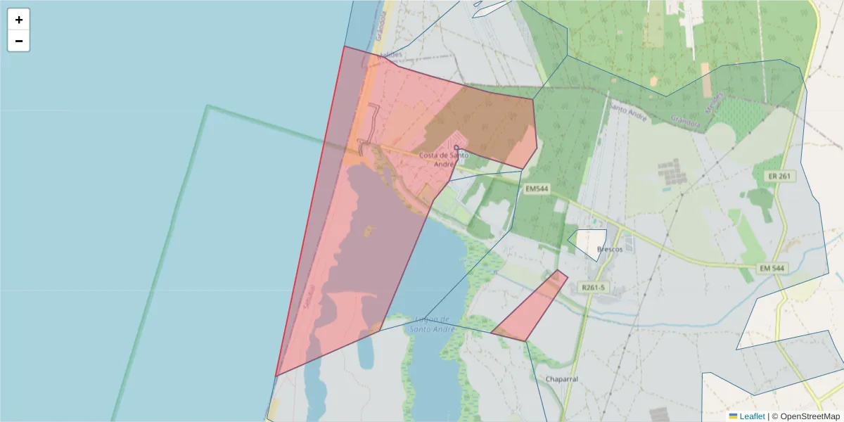 Mapa detalhado do código postal 7500-016 com limites, códigos postais vizinhos e agências dos correios