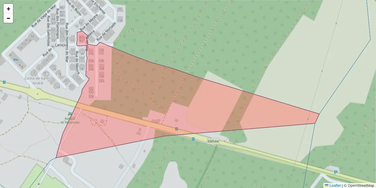 Mapa detalhado do código postal 7500-024 com limites, códigos postais vizinhos e agências dos correios