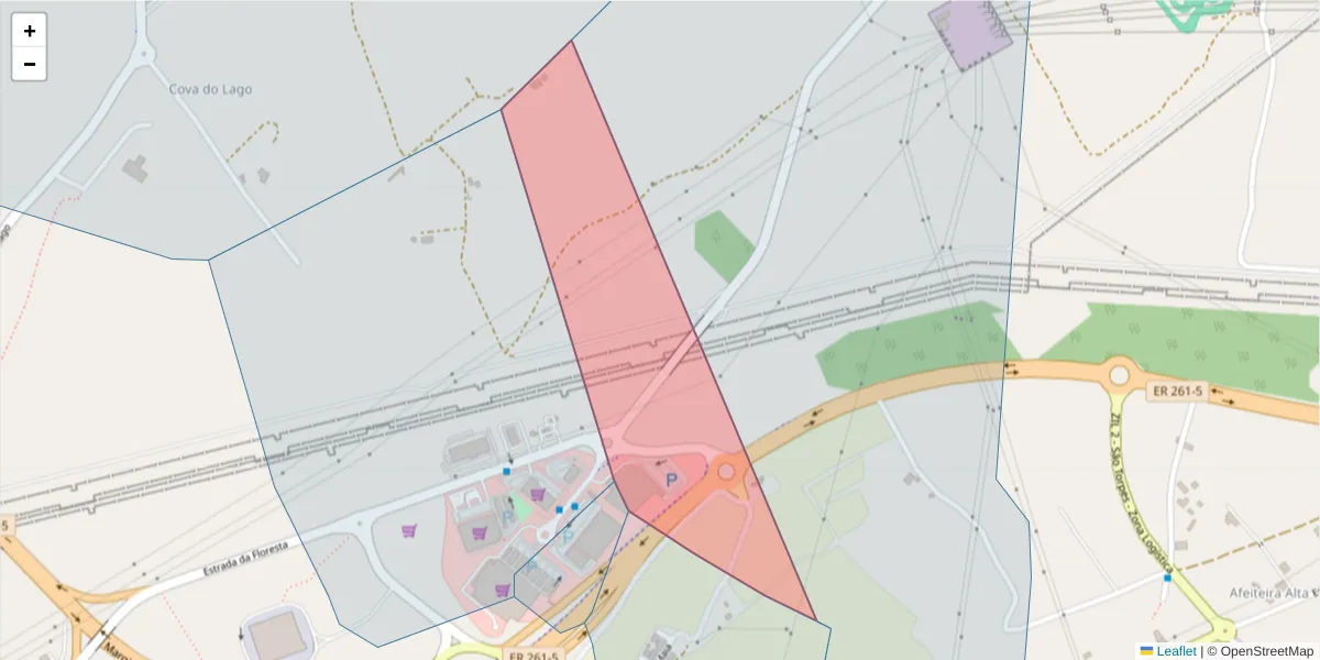 Mapa detalhado do código postal 7520-025 com limites, códigos postais vizinhos e agências dos correios