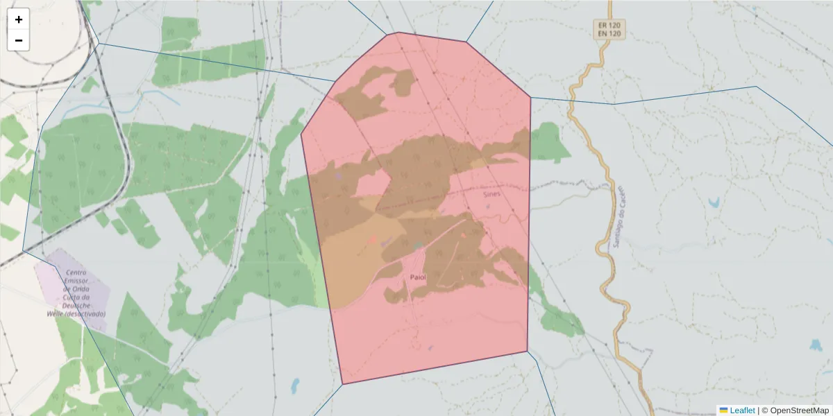 Mapa detalhado do código postal 7520-071 com limites, códigos postais vizinhos e agências dos correios
