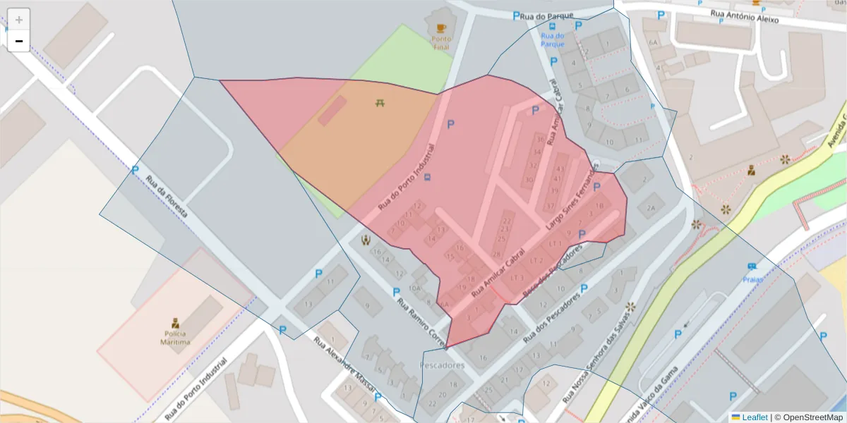 Mapa detalhado do código postal 7520-116 com limites, códigos postais vizinhos e agências dos correios