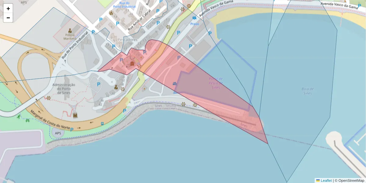 Mapa detalhado do código postal 7520-147 com limites, códigos postais vizinhos e agências dos correios