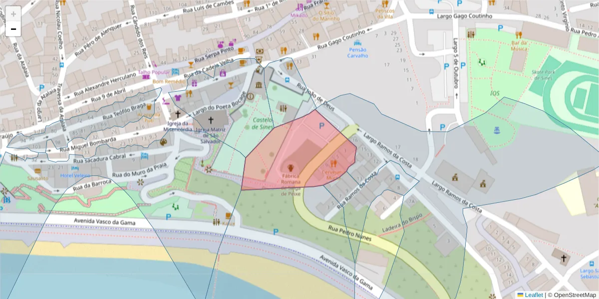 Mapa detalhado do código postal 7520-156 com limites, códigos postais vizinhos e agências dos correios