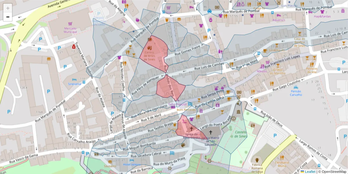 Mapa detalhado do código postal 7520-177 com limites, códigos postais vizinhos e agências dos correios