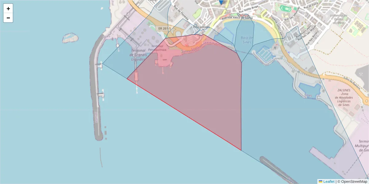 Mapa detalhado do código postal 7520-200 com limites, códigos postais vizinhos e agências dos correios