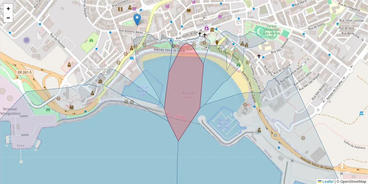 Mapa detalhado do código postal 7520-201 com limites, códigos postais vizinhos e agências dos correios