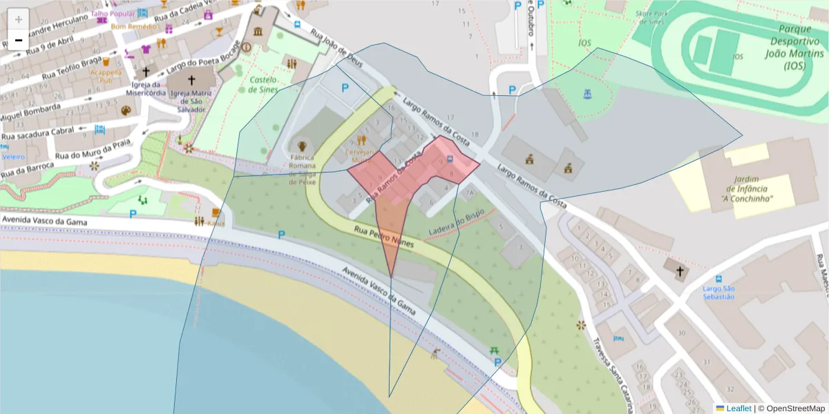 Mapa detalhado do código postal 7520-238 com limites, códigos postais vizinhos e agências dos correios
