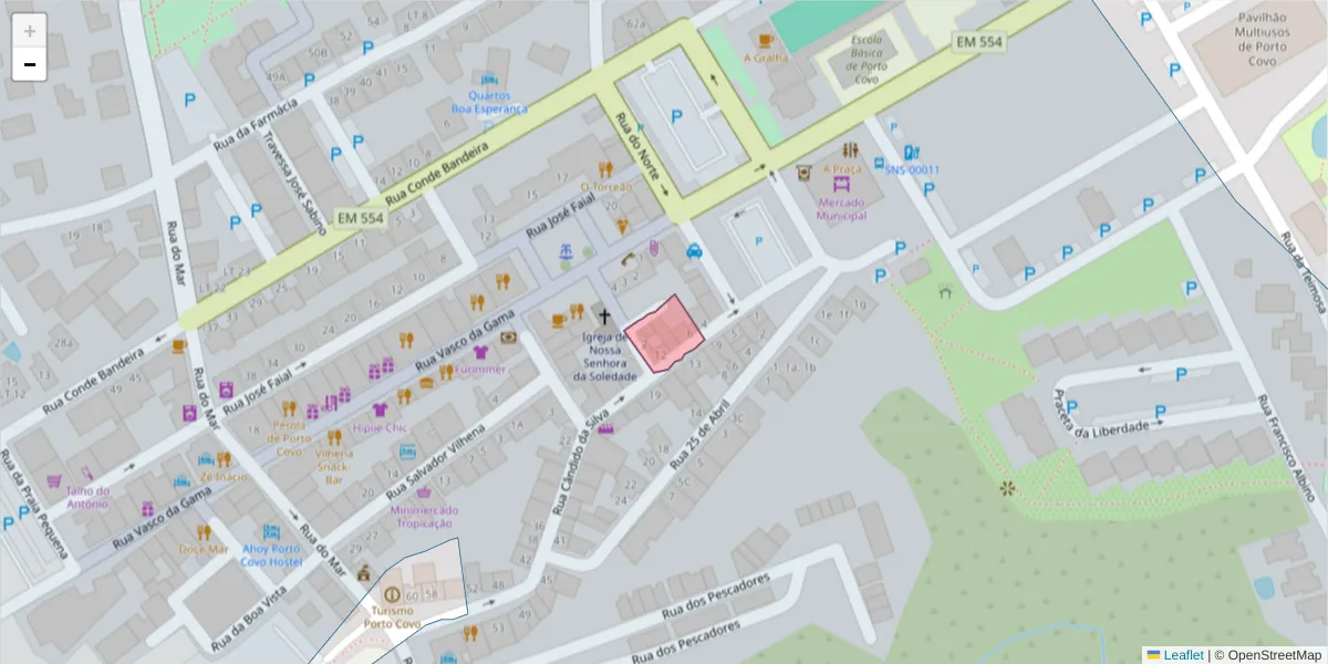 Mapa detalhado do código postal 7520-432 com limites, códigos postais vizinhos e agências dos correios
