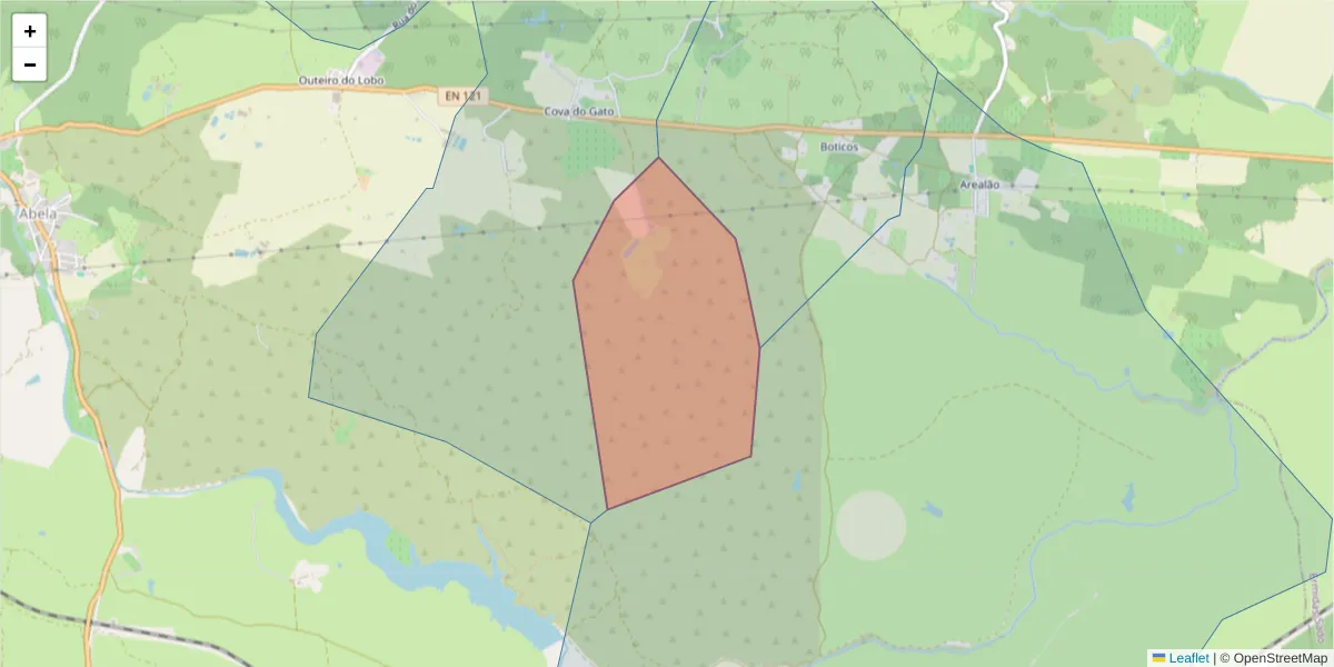 Mapa detalhado do código postal 7540-024 com limites, códigos postais vizinhos e agências dos correios