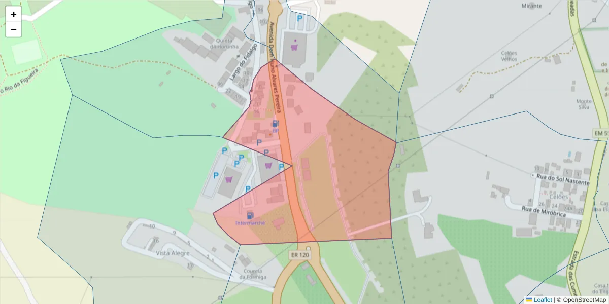 Mapa detalhado do código postal 7540-113 com limites, códigos postais vizinhos e agências dos correios