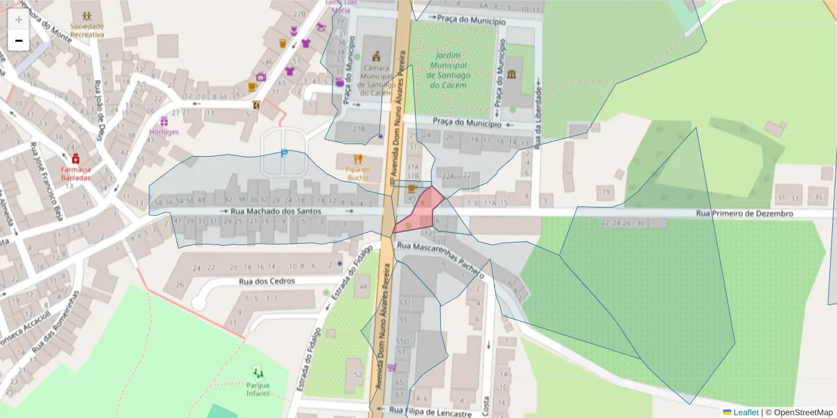 Mapa detalhado do código postal 7540-127 com limites, códigos postais vizinhos e agências dos correios
