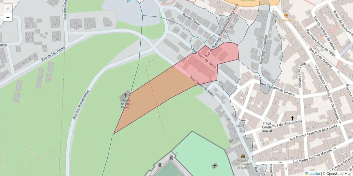 Mapa detalhado do código postal 7540-132 com limites, códigos postais vizinhos e agências dos correios