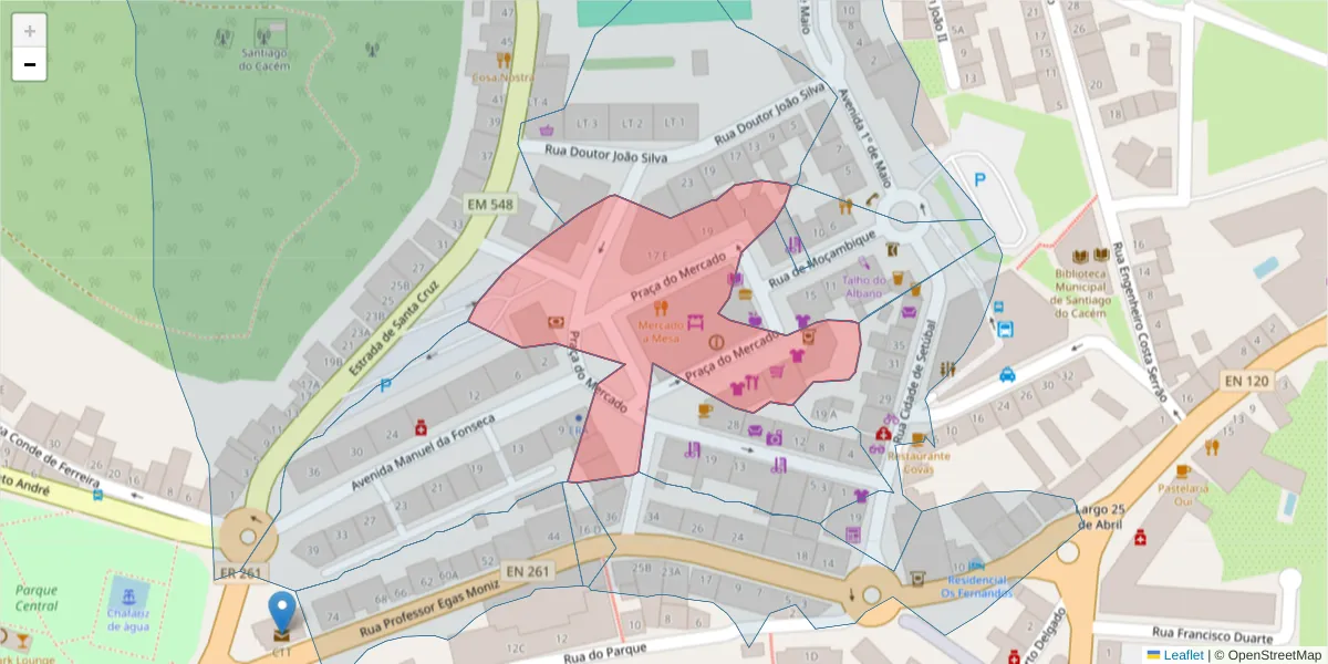 Mapa detalhado do código postal 7540-135 com limites, códigos postais vizinhos e agências dos correios
