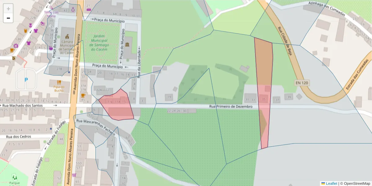 Mapa detalhado do código postal 7540-141 com limites, códigos postais vizinhos e agências dos correios