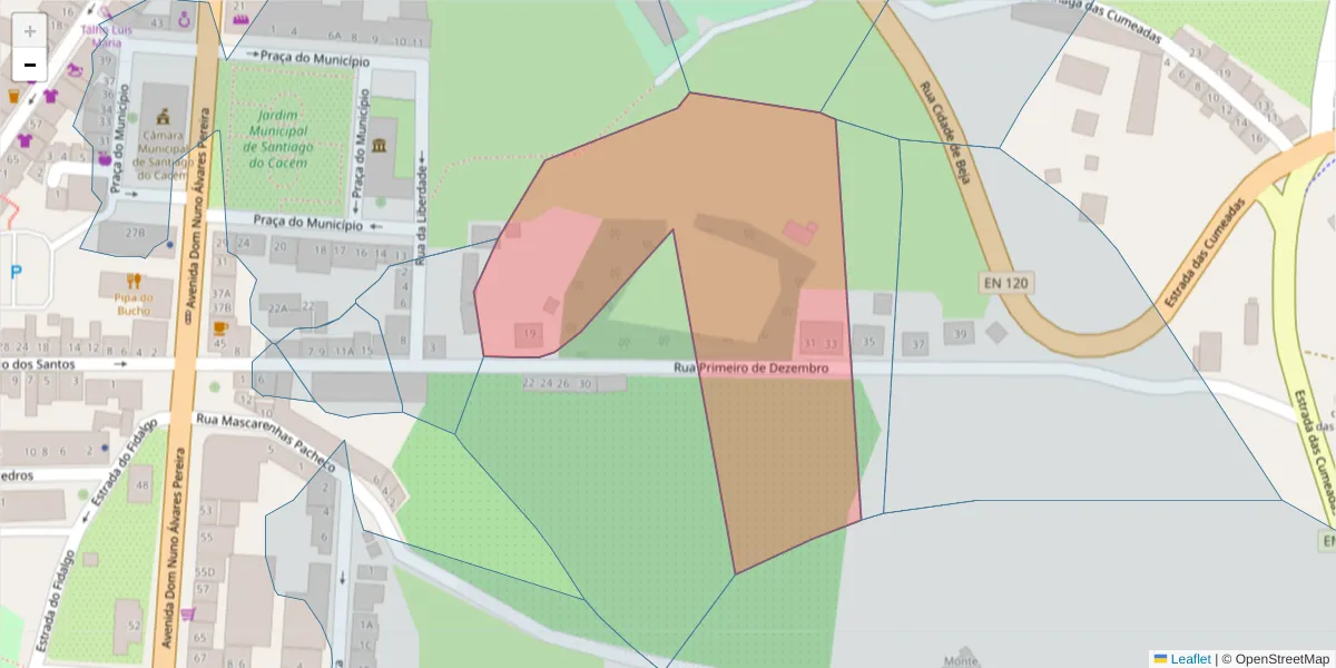 Mapa detalhado do código postal 7540-143 com limites, códigos postais vizinhos e agências dos correios