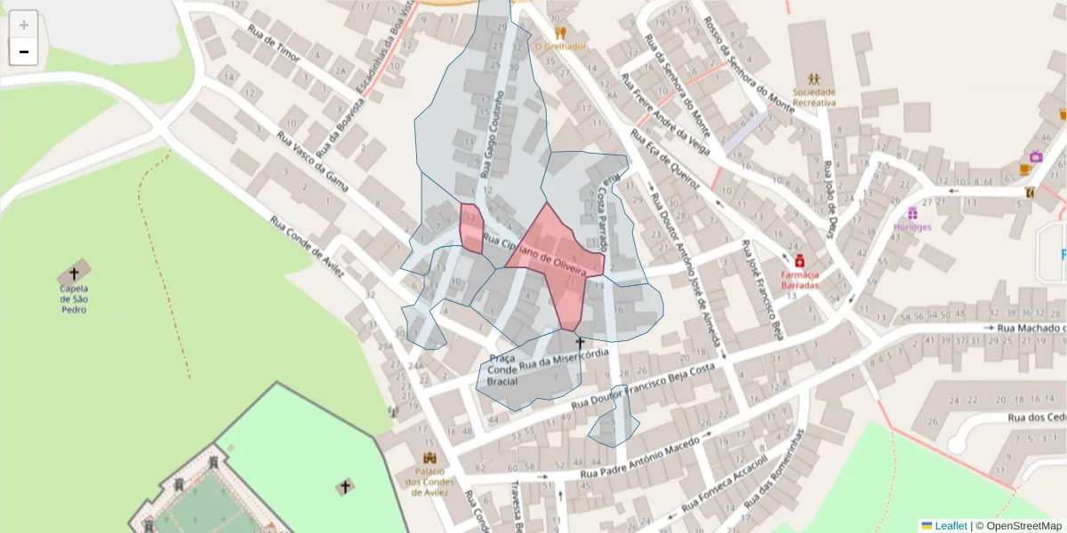 Mapa detalhado do código postal 7540-151 com limites, códigos postais vizinhos e agências dos correios