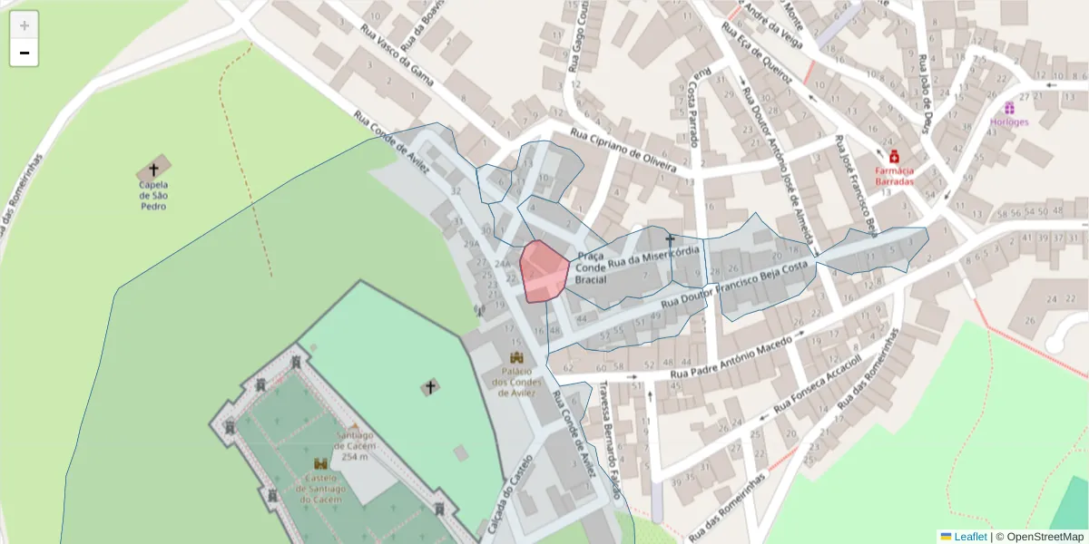 Mapa detalhado do código postal 7540-156 com limites, códigos postais vizinhos e agências dos correios